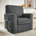 Swivel Accent Chair 360°Swivel Barrel Chair Modern Upholstered Armchair Makeup Accent Chair for Bedroom with Side Pockets for Living Room Bedroom Office and Hotel (Grey)