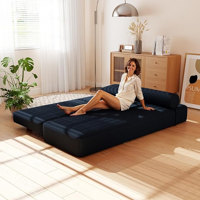 Daybed Queen Size Sofa Bed Chair 80 L Folding Sofa Chair with Pillow Lounge Chaise Bed Chair with Back Support for Living Room Bedroom