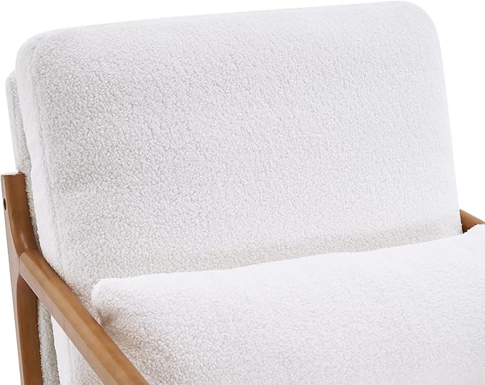 Mid-Century Armchair with Solid Wood FrameLiving Room Chair with Extra-Thick Padded Backrest and Seat CushionSingle Sofa Chairs with Non-Slip Feet105° Slop BackTeddy Accent Chair for ClubOffice