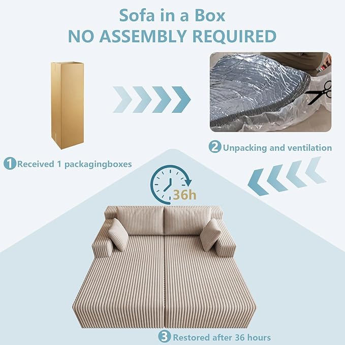71Oversized Chaise Lounge ChairSectional Double Lounge Chaise with Pillows Upholstered Corduroy Boneless Lounge Chair Fluffy Modern Loveseat Sleeper Sofa for Living Room or Bedroom(Camel)