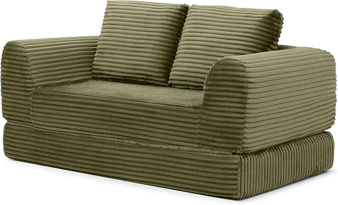 Foldable Boneless Love Seat Couches in a Box Modern Floor Foam Sleeper Sofa Bed 2-in-1 Convertible Cloud Sofa for Home Apartments Bedroom