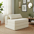 Tiita Folding Sofa Bed Chair 4-Fold Convertible Sleeper Chair with Lumbar Pillow Washable Cover &amp Side Pocket Floor Couch Bed with Raised Seat Single Size for Small Spaces Beige