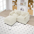 74 Cloud Couch Small Modern Modular Sectional Sofa with Ottoman &amp 4 Throw Pillows L-Shaped 3-Seater Deep Seat Corduroy Sofa Comfy Couch for Living Room Apartment Bedroom Office Beige