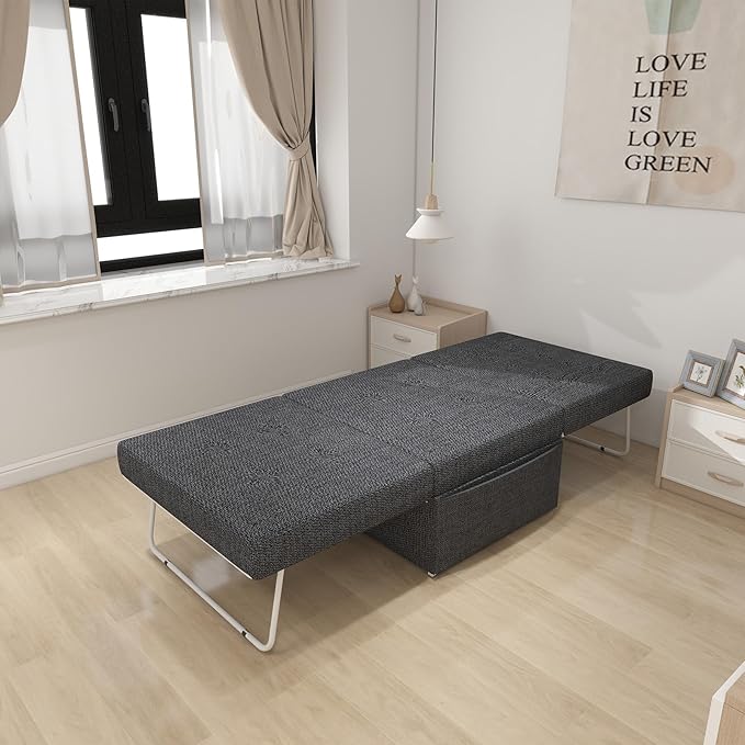 Sofa Bed 4 in 1 Multi-Function Folding Ottoman Couch Bed with Adjustable Backrest Modern Convertible Chair for Home Office Bedroom Living Room