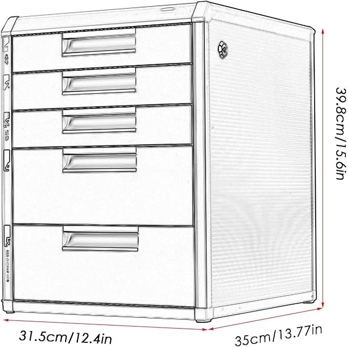 Desktop File CabinetA4 Lockable Aluminum Alloy Storage Organizer BoxOffice Storage Drawer Confidentiality with Lock (One Color 5 Drawer)