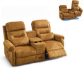 Power Lift Recliner Loveseat Sofa for Elderly Dual Motor Electric Recliner with Massage &amp Heat 2-Seater Velvet Couch with Independent Control Console Cup Holder &amp Power Outlet (Yellow 69”