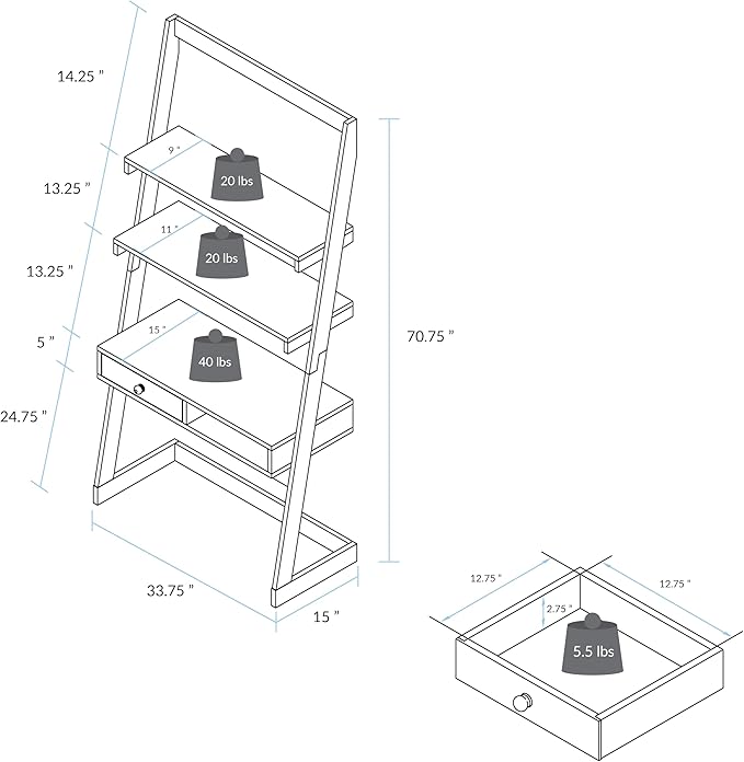 American Trails Freestanding Ladder Desk with Drawer Natural