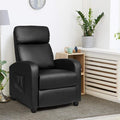 POWERSTONE Recliner Chair PU Leather Recliner with Massage Function Small Reclining Chair Single Sofa Chair Home Theater with Thicker Cushion Wing Back Reading Chair for Living Room Office (Black)