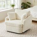 Chifee &amp Vingol 40.6 Oversized Swivel Accent ChairCorduroyIvory
