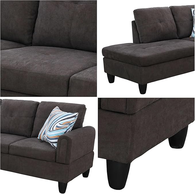L Shaped Sectional Couches Modern Convertible Lounge Sofa with Ottoman Storage Comfy Modular Sectional Sofa for Living Room Furniture Sets Small Spaces Bedroom Coffee