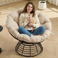 36” Papasan Chair with Cushion and Frame Oversized Papasan Chairs 360° Swivel Polyester Adjustable Feet Suitable for Living Room Patio Bedroom Indoor/Outdoor (Beige)