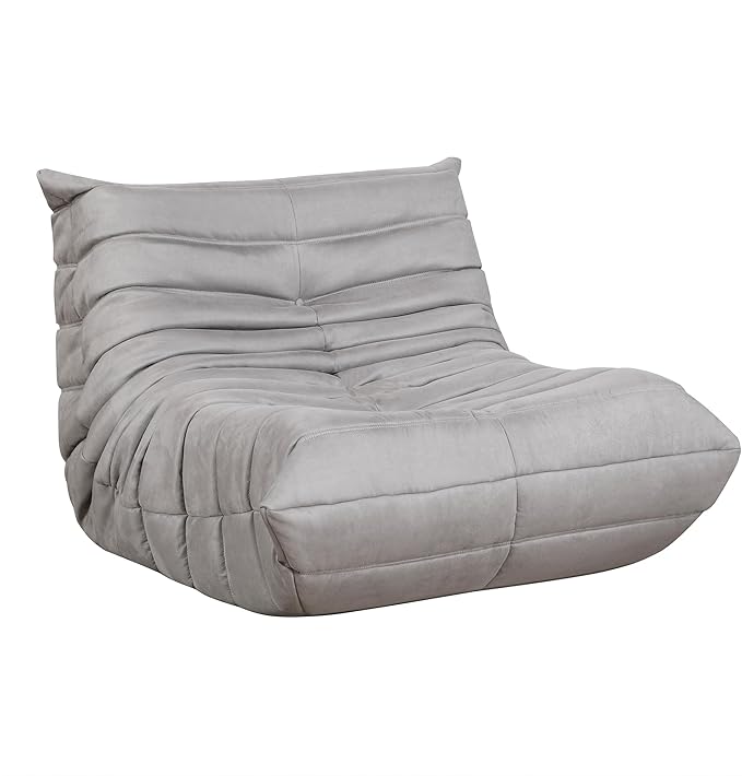 Lexicon Single Sofa Chair Floor Sofa Couch 33.5 Microfiber Floor Sofa Chair for Living Room Accent Chair High Resilient Foam-Filled Accent Single Chair for Bedroom/Office/Waiting Room Grey