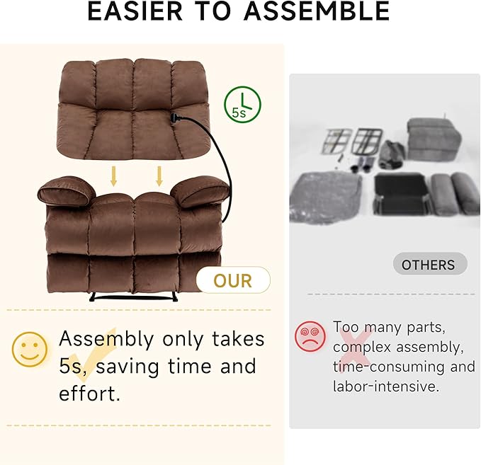 Oversized Recliner Chair Big Man Recliner Chairs for 400LBS Adults Extra Wide Recliner Large Heavy Duty Recliner Chair for Living Room Brown