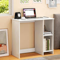 31.5 Computer Desk with Storage White Modern Wooden Office Desk for Small Spaces 2-Tier Shelves Writing Workstation for Home Bedroom Study – Compact Gaming &amp Vanity Table
