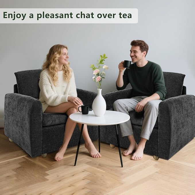 Brelice 2-in-1 Sofa Chair with Removable Arms Deep Seat Ergonomic Accent Chair Plush Chenille Fabric for Modular Living Room Sectional High Resilience