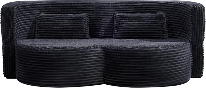 KEIKI 79 Convertible Floor Sofa Bed Fold ‌Teddy Sleeper Cloud Couch with Storage &amp Deep Seat Comfy Upholstery Curved Boneless Futon Couches 2-in-1 Sofas for Living Room Bedroom No Assembly G