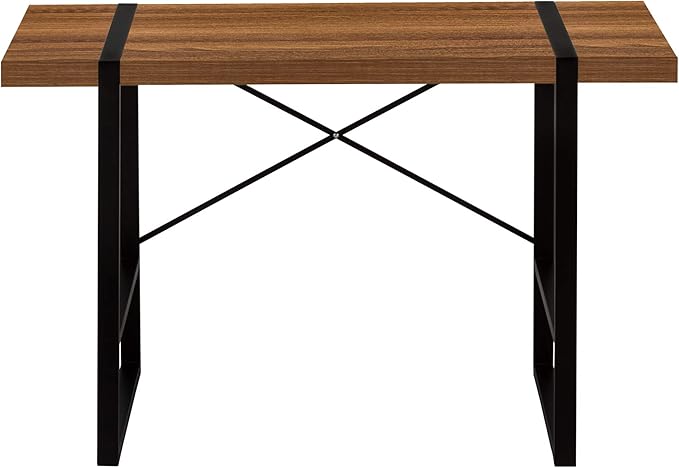 Penau Computer Desk for Home Office Walnut Laminate Finish Modern Black Metal Legs 49 Inches L x 23.75 Inches W
