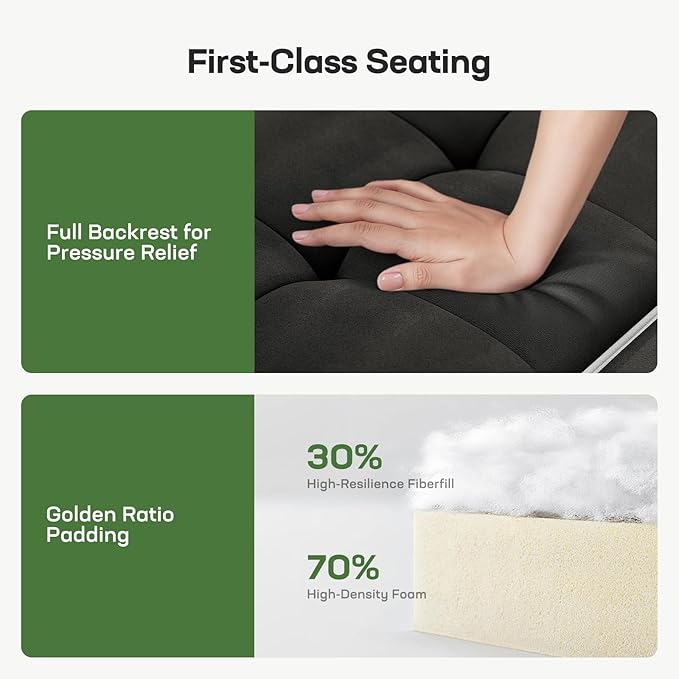 Marsail 3-in-1 Convertible Futon Sleeper Sofa Bed Pull Out Couch with Adjustable Backrest USB Charging &amp Side Pockets Velvet Fabric Sofa for Living Room Apartment Loveseat Black