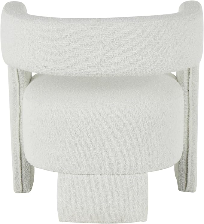 Deco 79 Polyester Living Room Accent Chair Curved Back Mid Century Modern Round Boucle Side Chair Corner Chair 28 x 22 x 28 White
