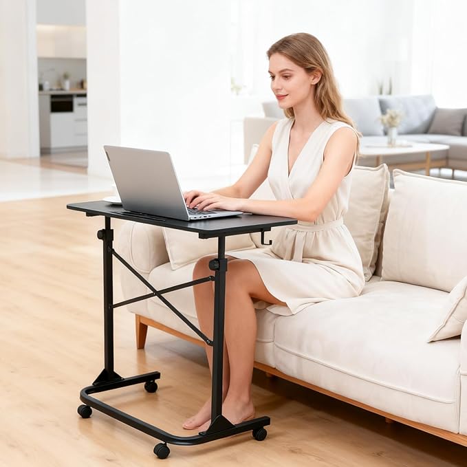 Treadmill Desk Adjustable Height (28-49 Inch) Rolling Standing Desk with Wheels Portable Laptop Table for Walking Pad Spin Bike &amp Exercise Bike 31x16 inch Mobile Workstation for Home Office