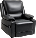 HOMCOM Swivel Rocker Recliner Chair with Vibration Massage and Heat Oversized Ergonomic Lounge Chair with PU Leather Remote Footrest Cup Holders and Side Pockets for Living Room Black