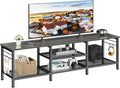 Furologee TV Stand for TVs up to 70 Inch 63 Inch Entertainment Center with Open Storage Shelves Television Stands with Soundbar Shelf for Living Room Bedroom Black Oak