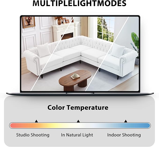 AVZEAR Chesterfield Modular Sectional Sofa Comfy Linen Fabric Couch Sectional with 2 Pillows Modern Upholstered Couches Living Room Furniture Sets for Living Room Bedroom and Apartment White