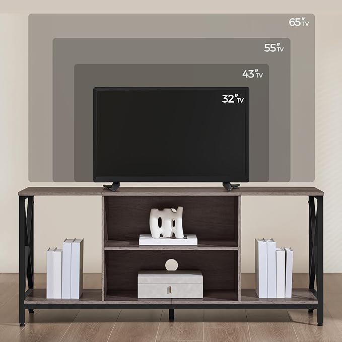 Yaheetech TV Stand for 65 Inch TV Media Entertainment Center with Storage Shelves for Living Room TV Console Table for Living Room Taupe Wood