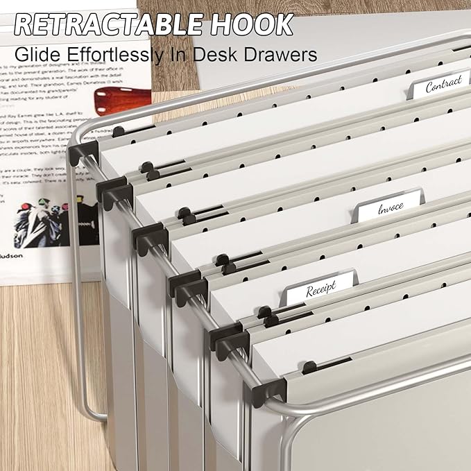 Plastic Extra Capacity Hanging File Folder Letter Size12 Pack Reinforced Expandable Hanging FoldersHeavy Duty 2 Inch ExpansionAdjustable TabsHanging Organizer Designed for Bulky Files(Gray)
