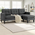 L Shaped Sectional Sofa with Movable Ottoman Lounge Sectional Sleeper Sofa Couch for Apartment &amp Small Space Small Couch for Living Room Dark Gray