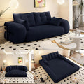 78.7'' Folding Sleeper Sofa 3 in 1 Folding Sofa Bed Teddy Couch Upholstered Deep Seat Bean Bag Lounge Recliner Oversized Human Dog Bed for Living Room Playroom Bedroom (Dark Blue)