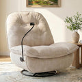 Swivel Rocker Recliner Chair for Adult Glider Nursery Rocking Chair Armless Single Recliner Sofa for Living Room Oversized &amp Overstuffed Phone Holder Included Beige