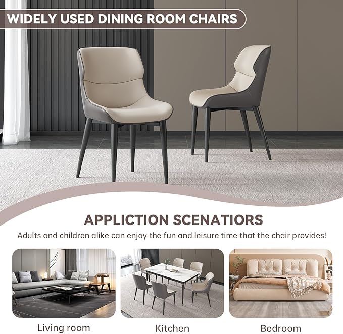 Kitchen Dining Chairs Set of 2 Modern Accent Heavy Duty Desk Chairs with Metal Legs for Home Office Bedroom &amp Living Room