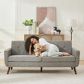 Tbfit Loveseat Sofa 77 W Mid Century Modern Love Seat Small Loveseat for Bedroom Button Tufted Upholstered Small Couch Sofa for Living Room Gray
