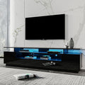 Yoglad TV Stand for TVs Up to 80 Inches Entertainment Center with LED Light Solid Media Console with Storage Drawers and Cabinet for Living Room(Black 76)