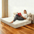 Convertible Sofa Bed Folding Sofa Bed Couch Pallout Floor Couch Convertible Futon Chair Beds Floor Teddy Sofas Mini Couch for Bedroom Love Seat Sleeper Beds(Beige White51.1×39.3×23.6)