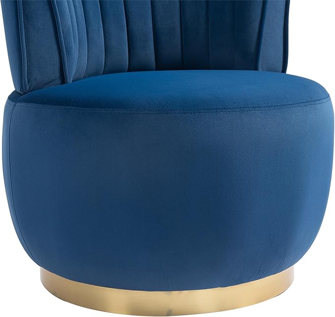 Swivel Barrel Chair Blue Velvet Modern Accent Chair Round Upholstered Comfy Side Chair Sherpa Chair with Gold Base for Nursery Living Room Bedroom Office Waiting Room Hotel Blue