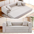 4-in-1 Folding Convertible Sofa Bed 78 Inch Faux Leather Boneless Couch Loveseat Sleeper with Pull Out Bed Floor Sofa Modular Futon Teddy Sofa for Living Room Bedroom Lounge Beige