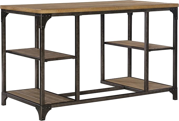 Powell Furniture Benjamin Metal Base Desk Driftwood