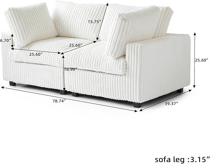JACH 78 Deep Seat Sectional Couches Convertable Sleeper Sofa for Living Room Love Seat Couch Sofa Covers Washable Modular Sectional Sofas for Living Room Apartment Beige