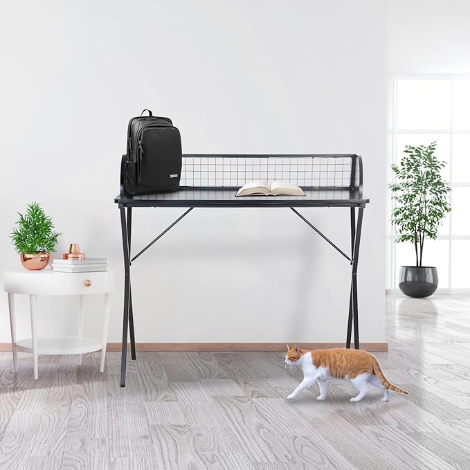 Computer Writing Desk 39 inch Sturdy Home Office Table with A Baffle to Keep Items from SlippingHome Office Desk Workstation Black