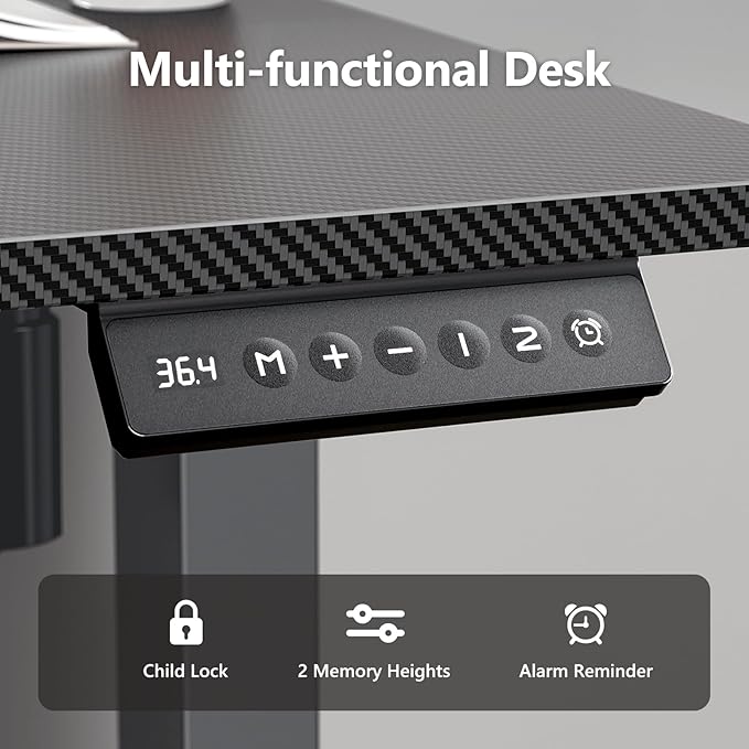 Small Electric Standing Desk 40 x 24 Inches Height Adjustable Sit Stand Computer Desk Home Office with Memory Presets (Spliced DesktopCarbon Fiber Black)