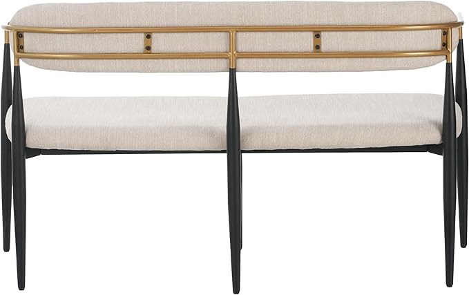 Christopher Knight Home Names Modern Metal Loveseat Living Room Fabric Upholstered Settee Curved Open Backrest 2-Seater Sofa Cozy Couch for Bedroom Apartment Home Office Black+ Gold + Beige
