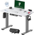 FLEXISPOT EN2 Whole-Piece Standing Desk with Clamp Power Strip 40 x 24'' Electric Stand Up Height Adjustable Desk with Cable Management (Gray Frame + 40 White Top 2 Packages)