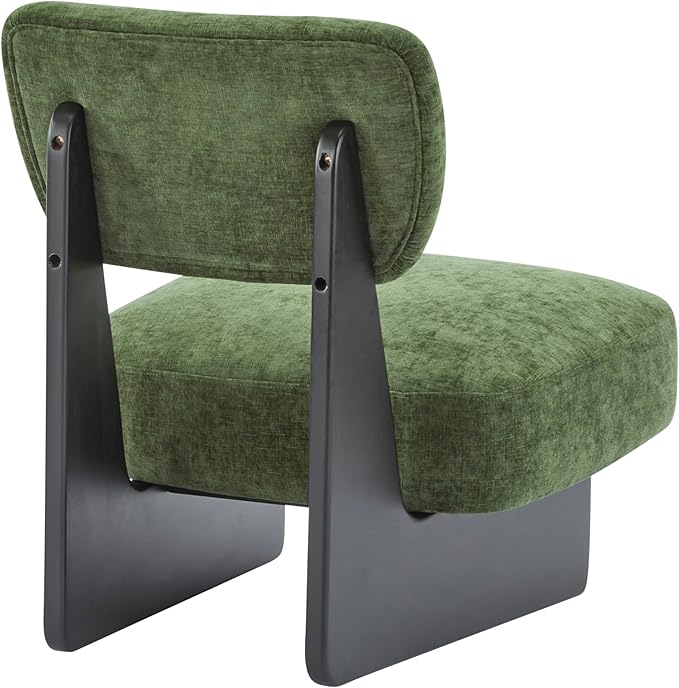 Accent Chairs Set of 2 Mid-Century Modern Chair with Polyester Upholstery Wood Base with Walnut Finish Minimalist and Stylish Accent Seating for Living Room Bedroom Balcony (Black+Green)