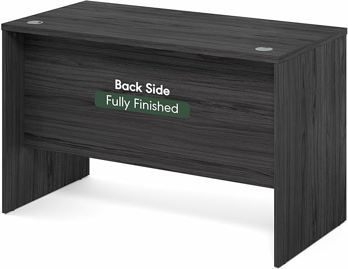 Furinno Roger Computer Desk 47 Inch Rectangular Executive Desk with Modesty Panel Home Office Desk with Thick Tabletop Desk Cord Grommet Scratchproof for Home Study Office Coastal Grey