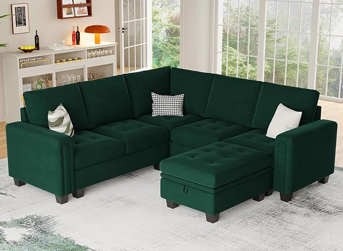 Belffin Velvet Armrest Module for Modular Sectional Sofa Couch Side Armrest for Sectional Modular Couch Green
