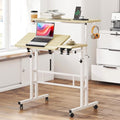 SDHYL 31.5 inches Movable Laptop Desk with Mouse Board Adjustable Height and Angle Anti-Slip Workstation Home Office Desk with Tablet Slot Portable Student Desk Maple