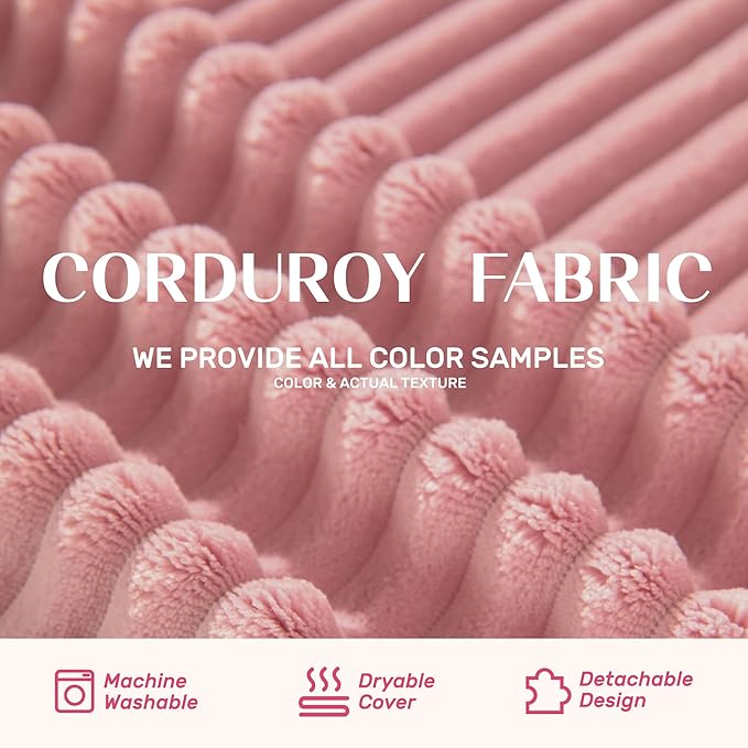 138 Modular Sofa Memory Foam Sectional Couches for Living Room Set of Sleeper Sofa Bed Corduroy Pink