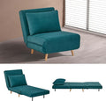 31 Convertible Sleeper Chair 3-in-1 Foldable Chair Bed with Pillow 3-Position Adjustable Backrest Single Sofa Bed for Apartment Office Peacock Blue